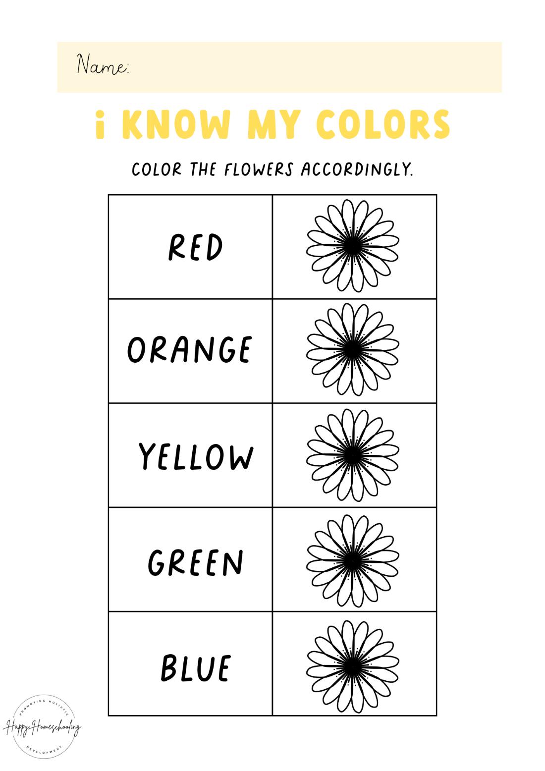 Color Word Activities: Kindergarten Color Words Worksheets – Happy ...